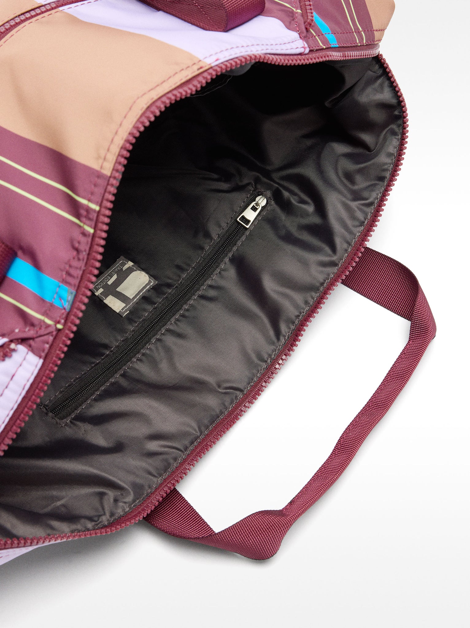 Striped Nylon Weekend Bag