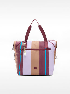 Striped Nylon Weekend Bag
