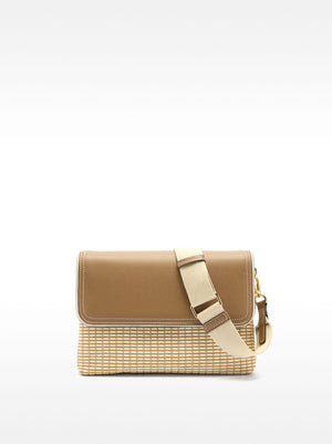 Striped Raffia Effect Crossbody Bag