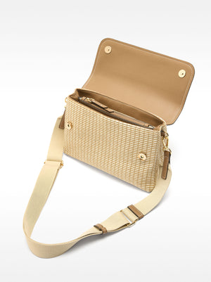 Striped Raffia Effect Crossbody Bag