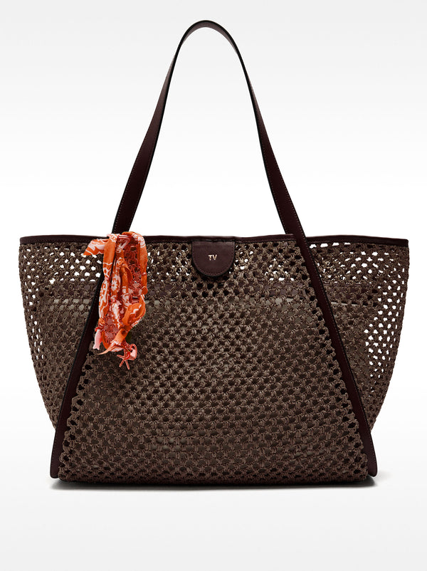 Straw Effect Shopper Bag With Removable Bag