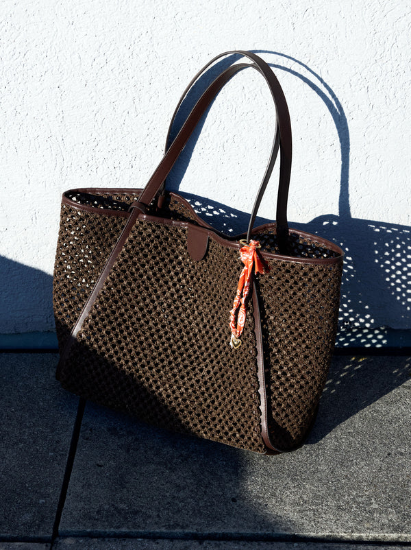 Straw Effect Shopper Bag With Removable Bag