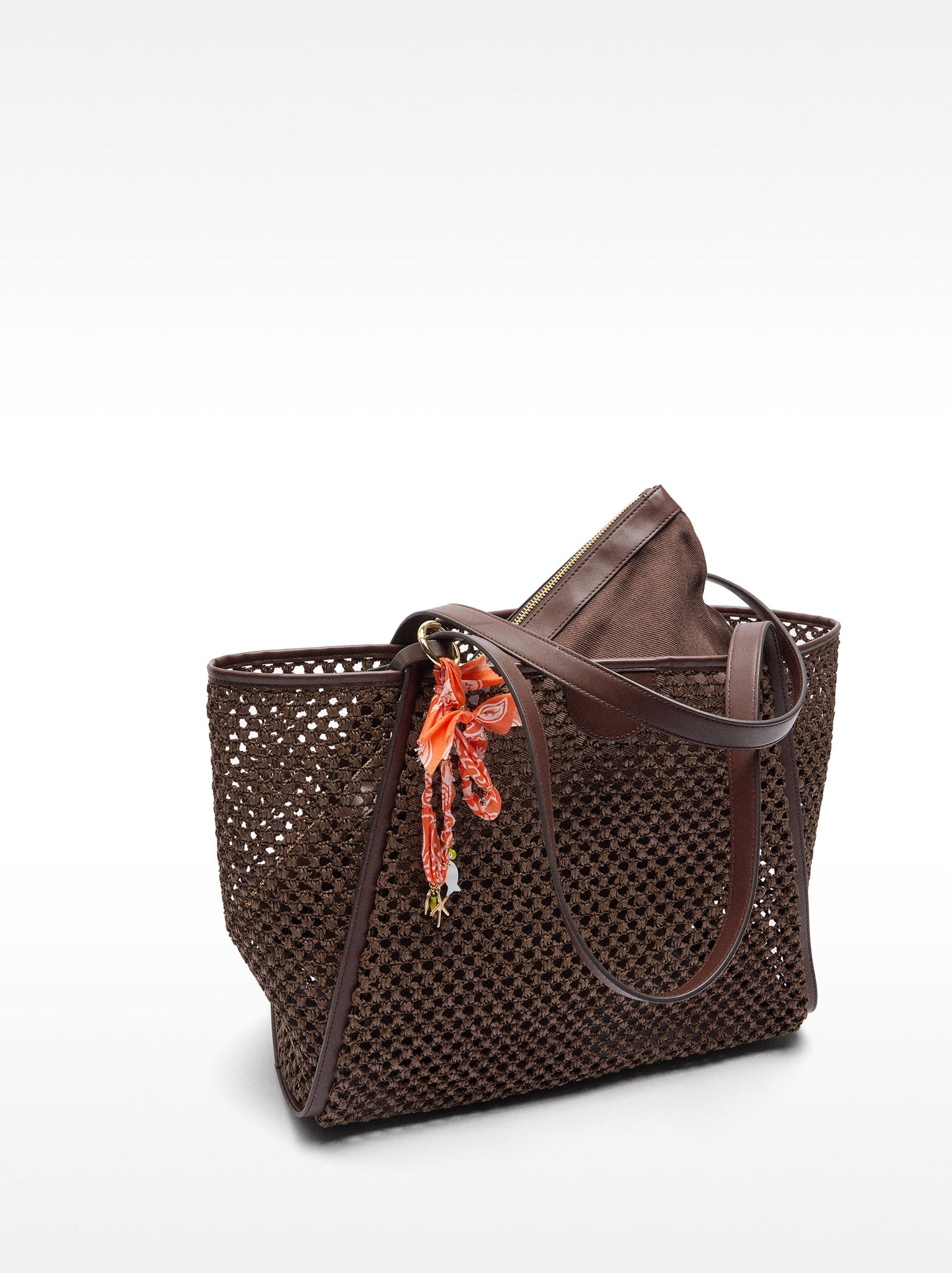 Straw Effect Shopper Bag With Removable Bag