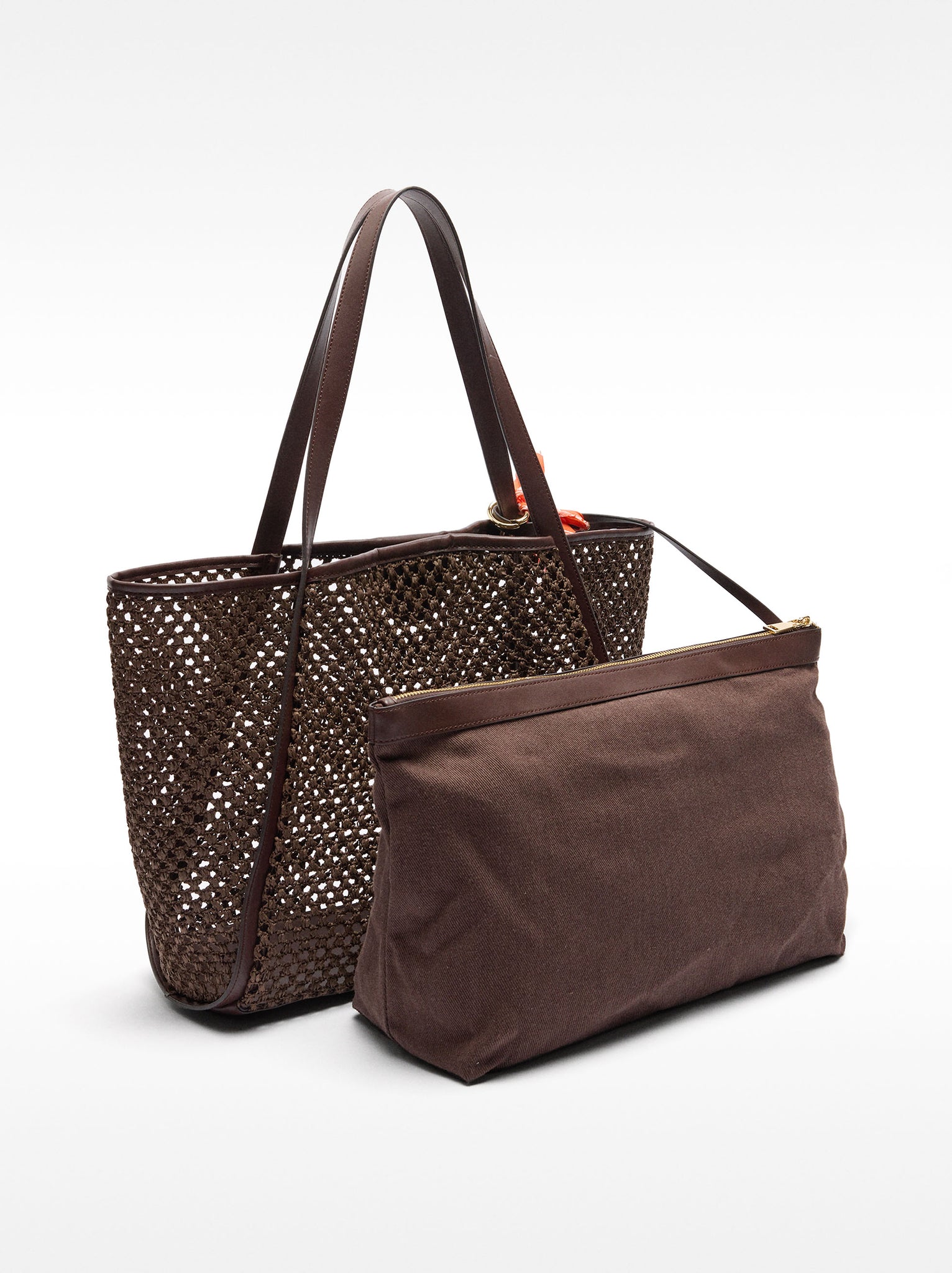 Straw Effect Shopper Bag With Removable Bag