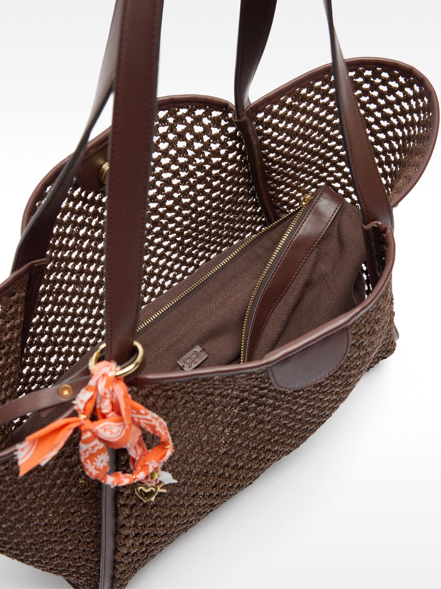 Straw Effect Shopper Bag With Removable Bag