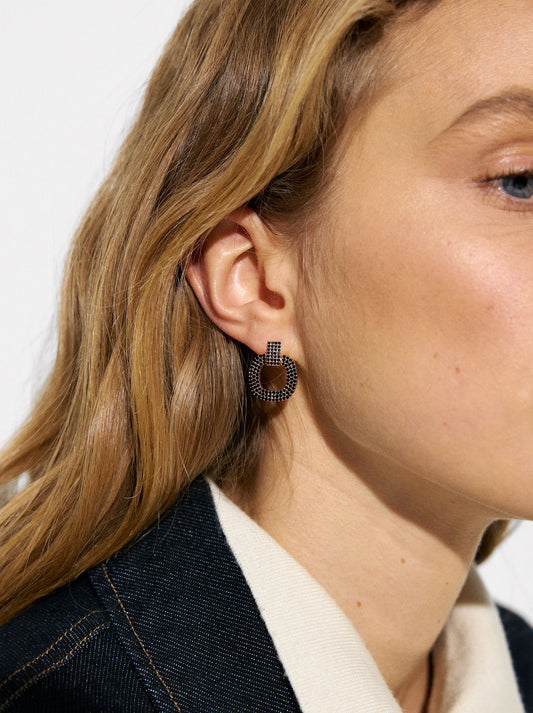 Square Earrings With Zirconia