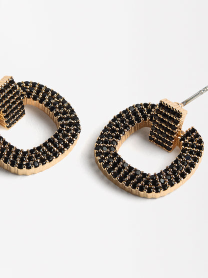 Square Earrings With Zirconia