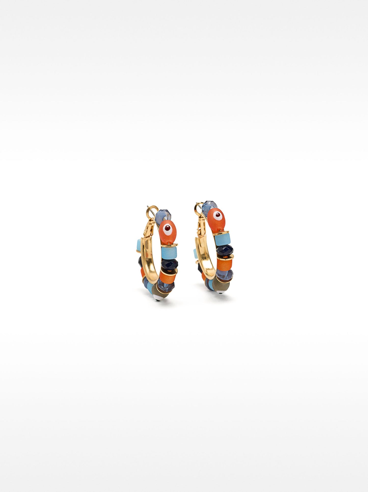 Hoop Earrings With Multicolor Beads