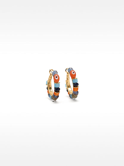 Hoop Earrings With Multicolor Beads