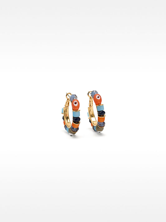Hoop Earrings With Multicolor Beads
