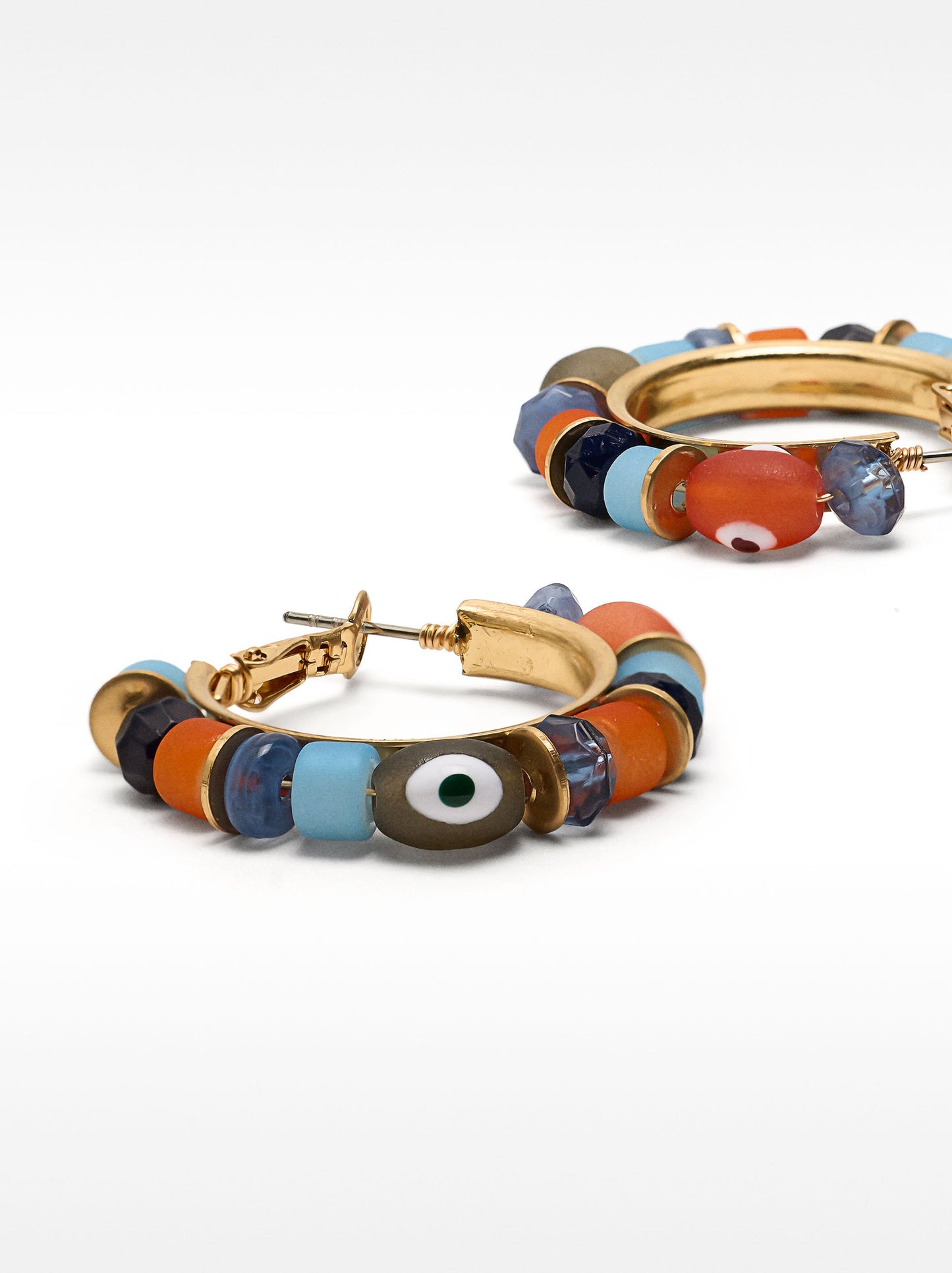 Hoop Earrings With Multicolor Beads