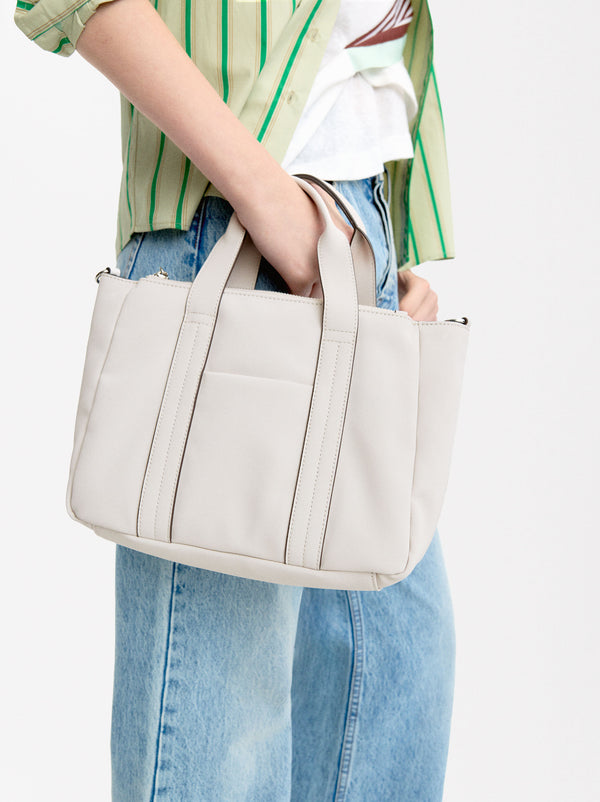 Nylon Effect Tote Bag With Shoulder Strap