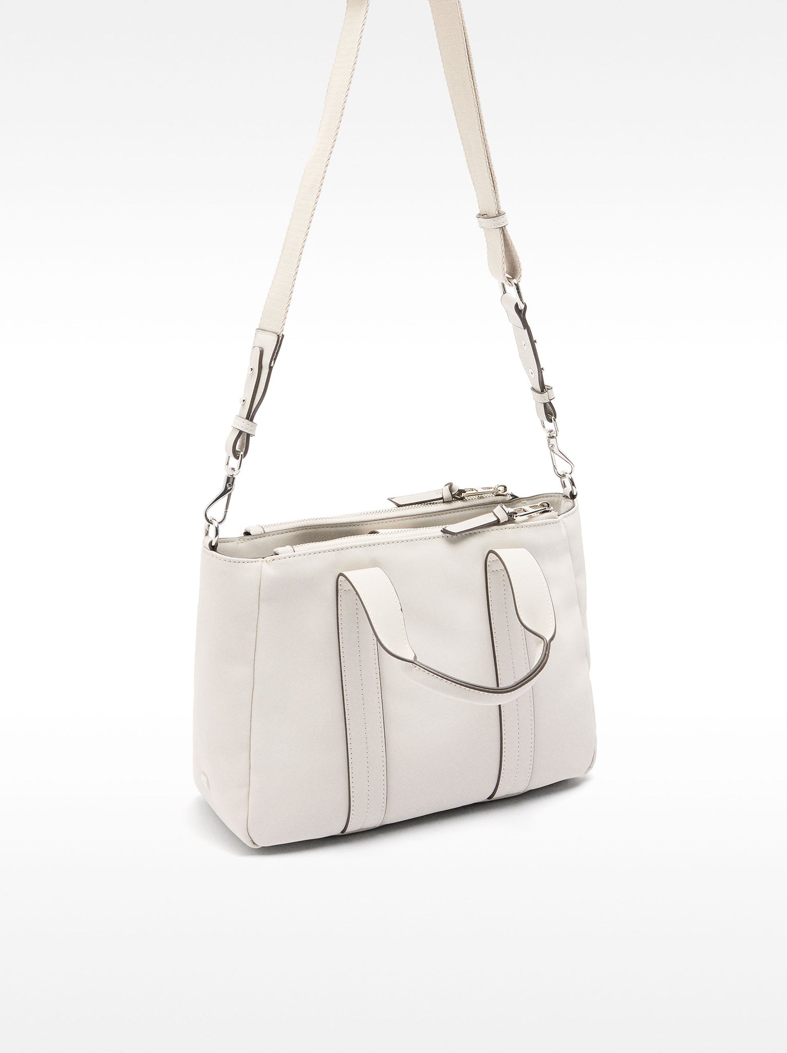 Nylon Effect Tote Bag With Shoulder Strap