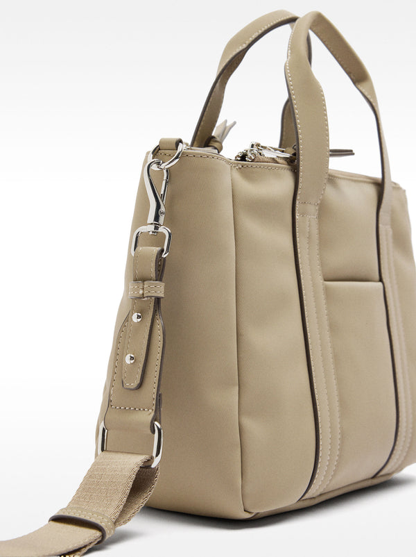 Nylon Effect Tote Bag With Shoulder Strap