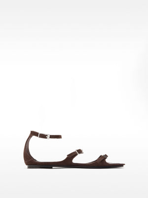 Flat Leather Sandals With Buckles