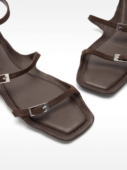 Flat Leather Sandals With Buckles