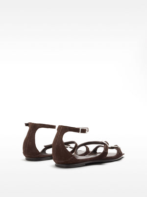 Flat Leather Sandals With Buckles