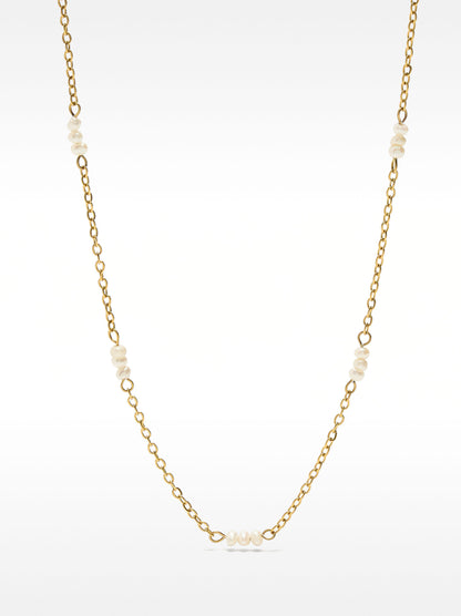 Short Necklace With Pearls - Stainless Steel