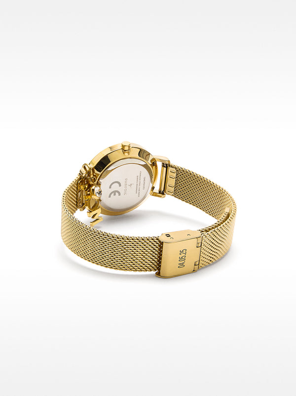 Watch With Metal Mesh Bracelet And Charm