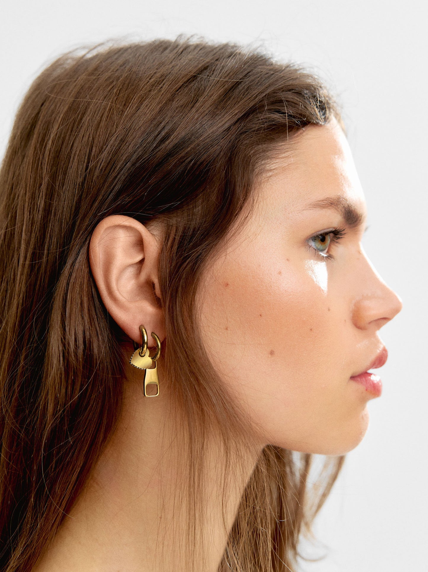 Single Zipper Hoop Earring - Stainless Steel