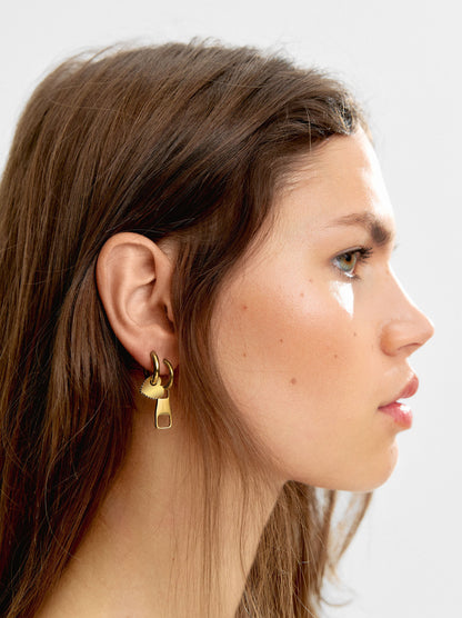 Single Zipper Hoop Earring - Stainless Steel