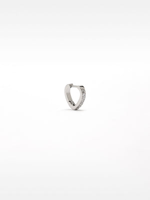 Single Heart Hoop And Crystals - Stainless Steel