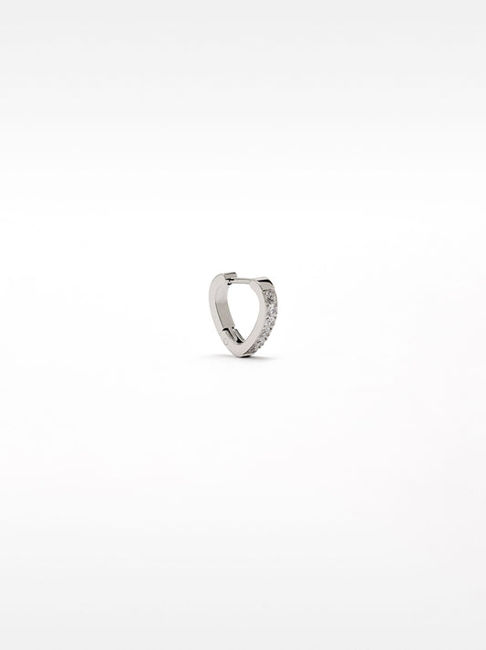 Single Heart Hoop And Crystals - Stainless Steel