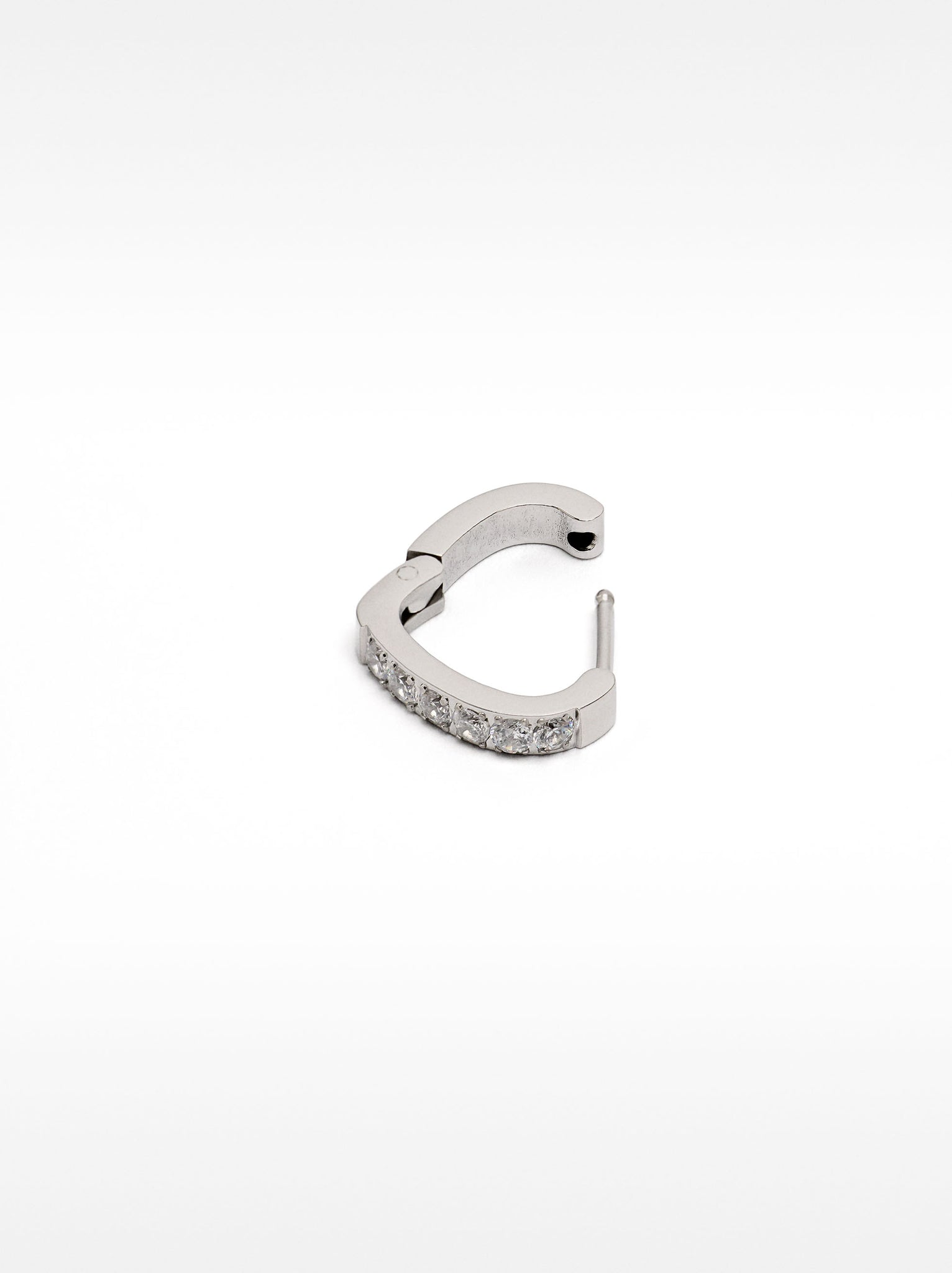 Single Heart Hoop And Crystals - Stainless Steel