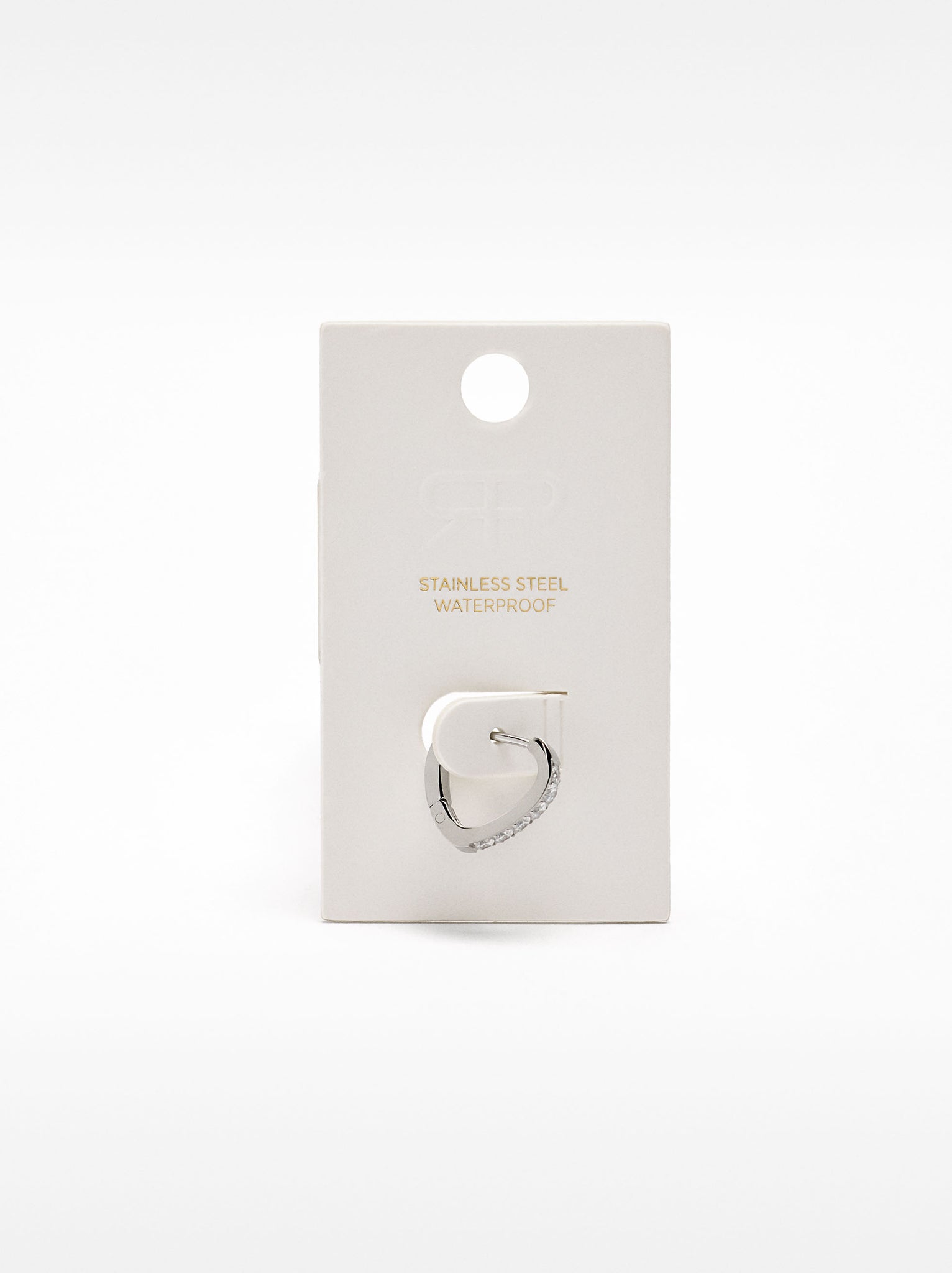 Single Heart Hoop And Crystals - Stainless Steel