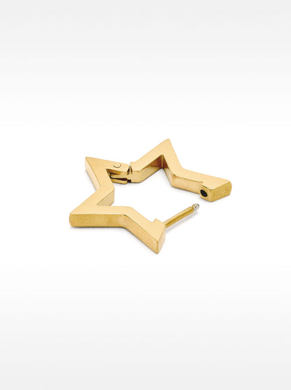 Single Star Hoop Earring - Stainless Steel