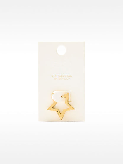 Single Star Hoop Earring - Stainless Steel