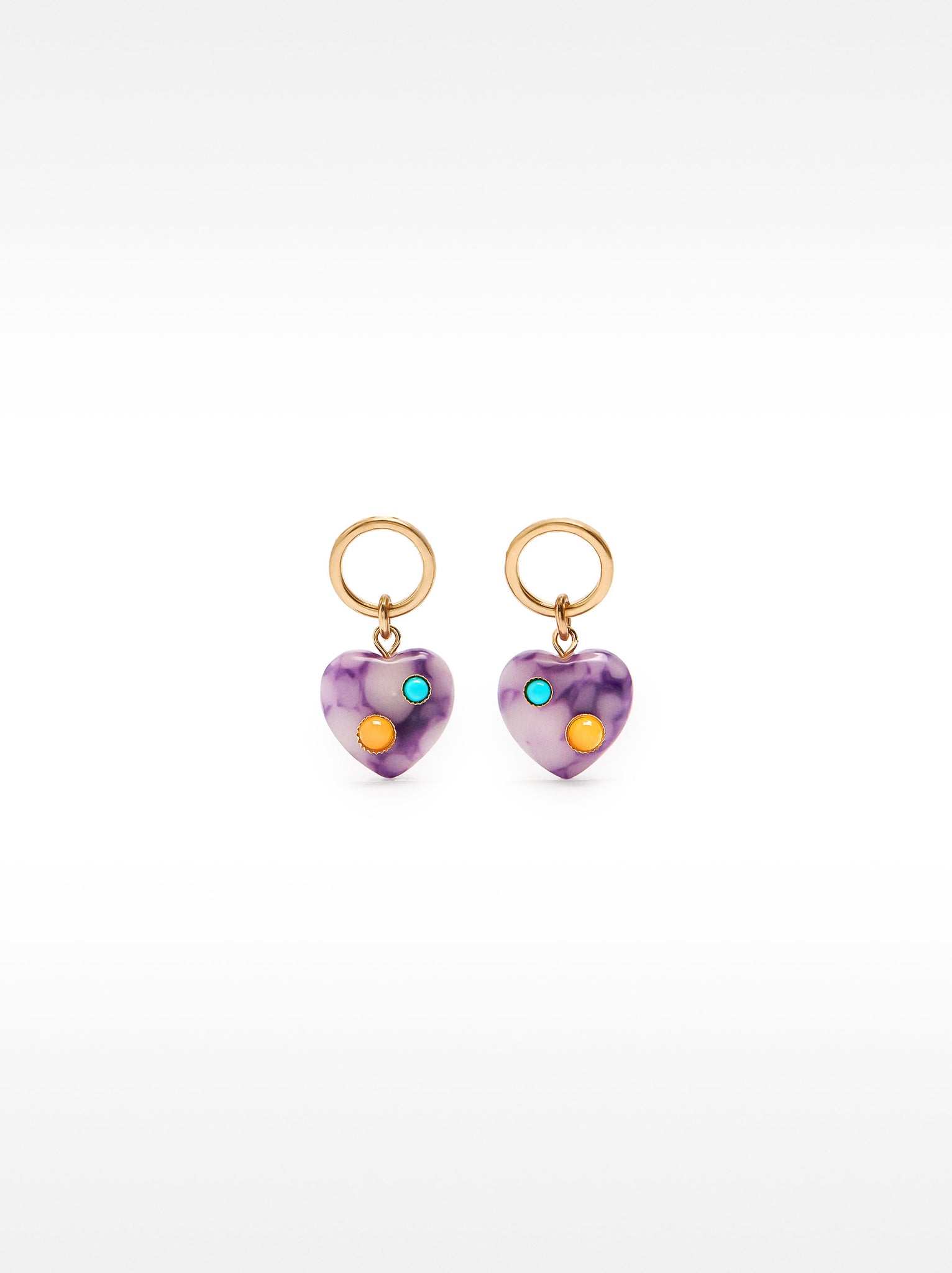 Hoop Earrings And Heart Stone