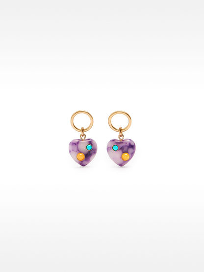 Hoop Earrings And Heart Stone