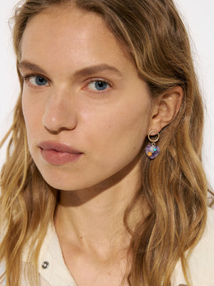 Hoop Earrings And Heart Stone