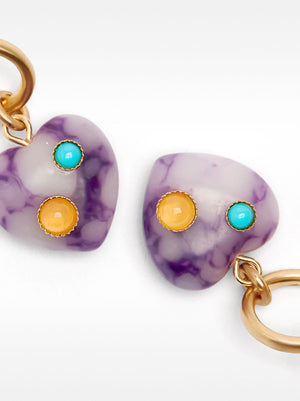 Hoop Earrings And Heart Stone