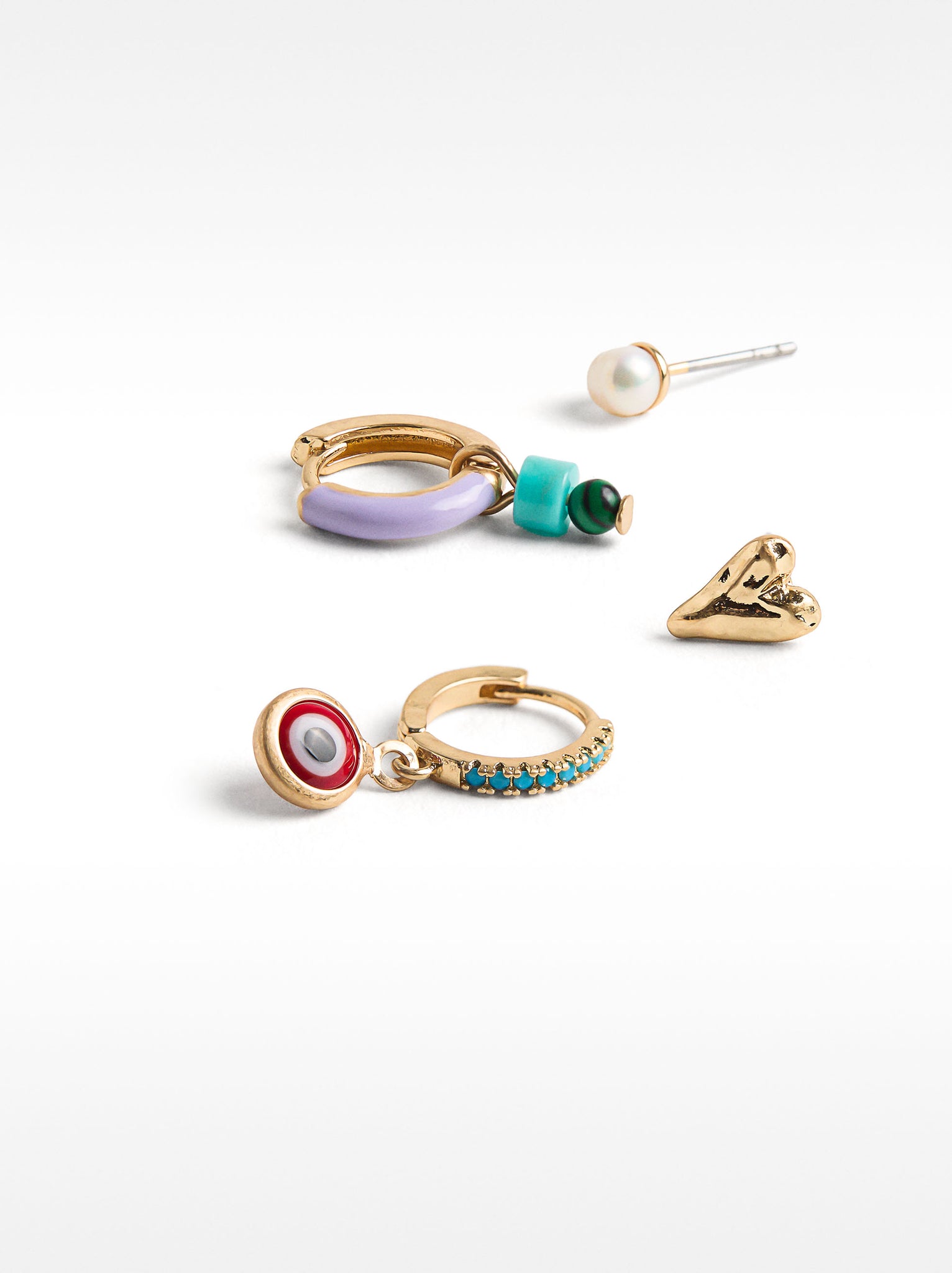 Earring Set With Stones And Enamel