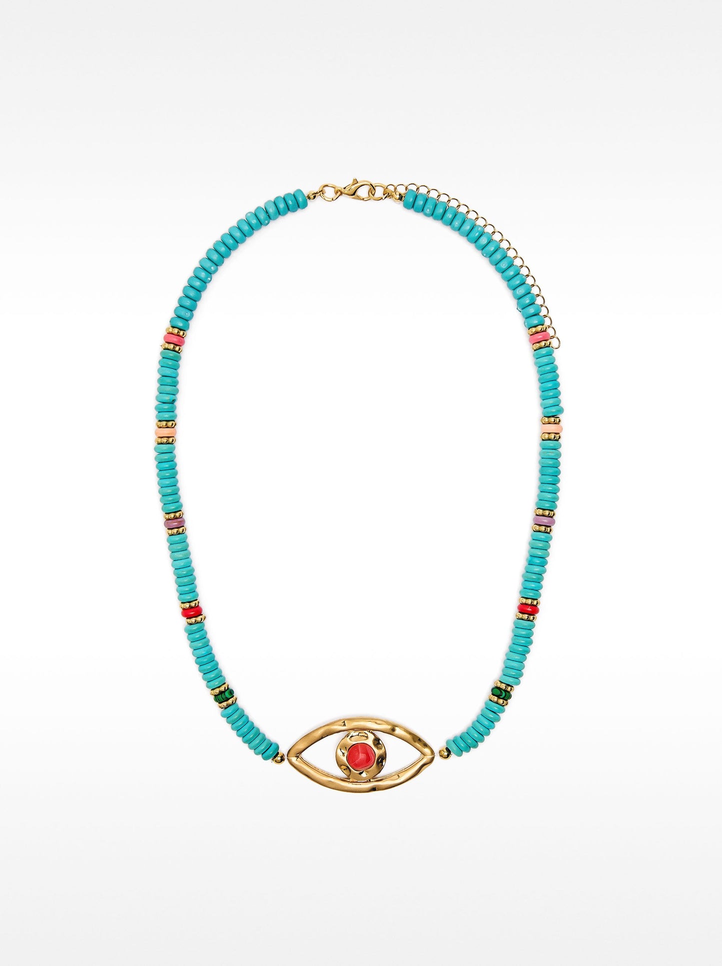 Necklace With Stones And Eye Pendant