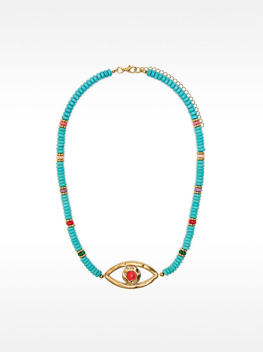 Necklace With Stones And Eye Pendant