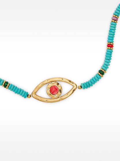 Necklace With Stones And Eye Pendant