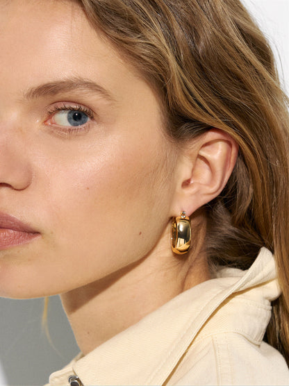 Long Smooth Hoop Earrings