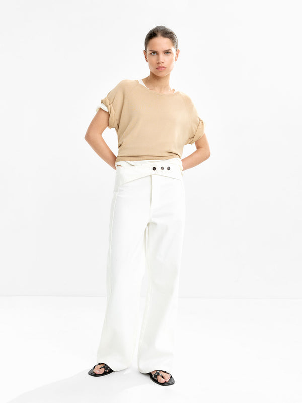 Short-Sleeve Knit Sweater