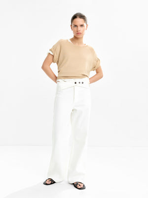 Short-Sleeve Knit Sweater