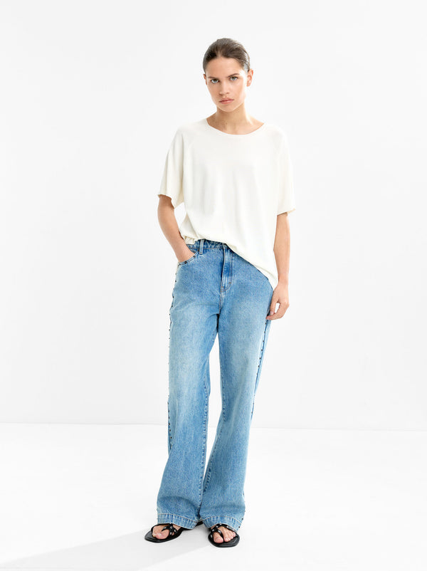 Short-Sleeve Knit Sweater