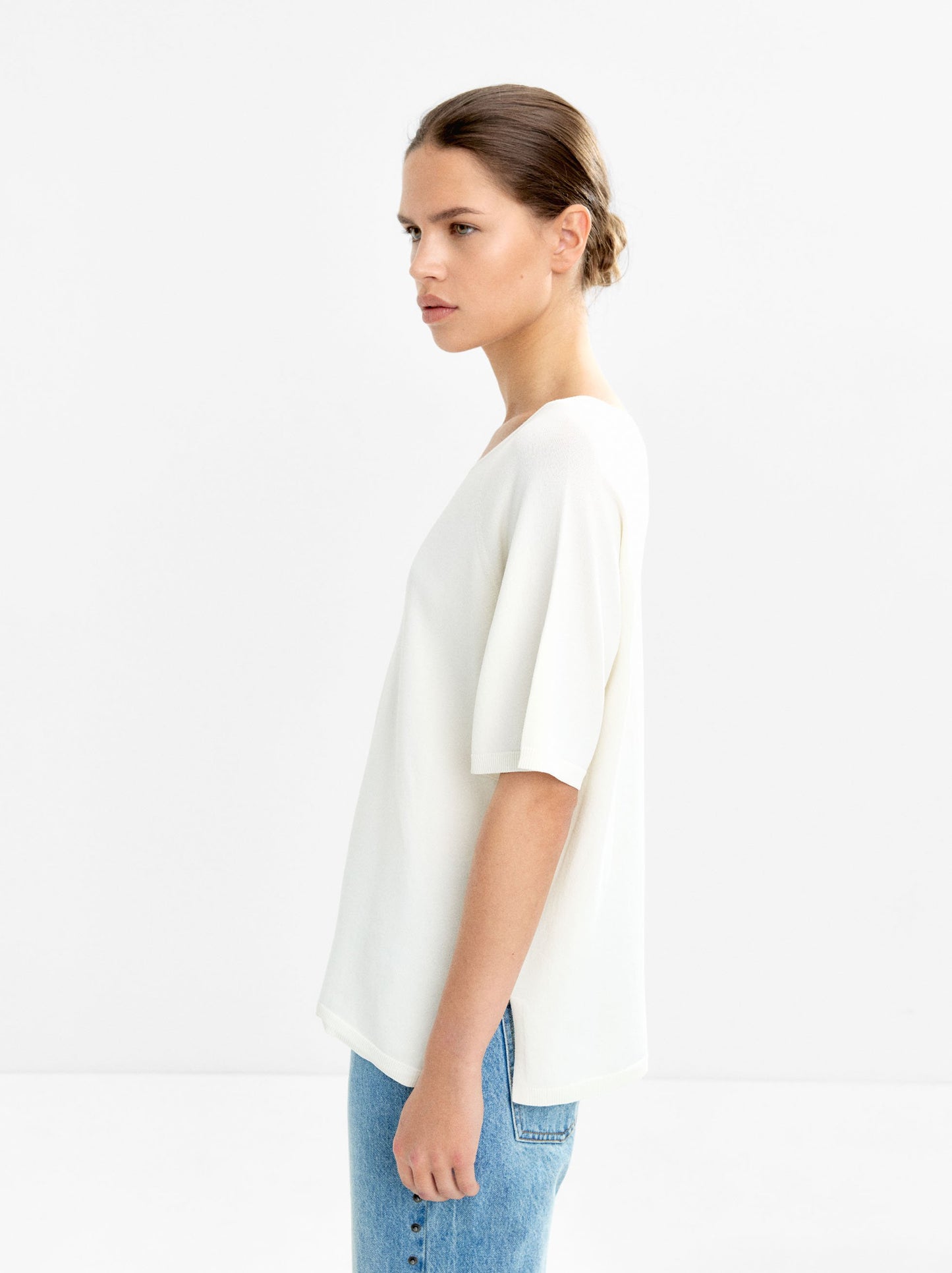 Short-Sleeve Knit Sweater