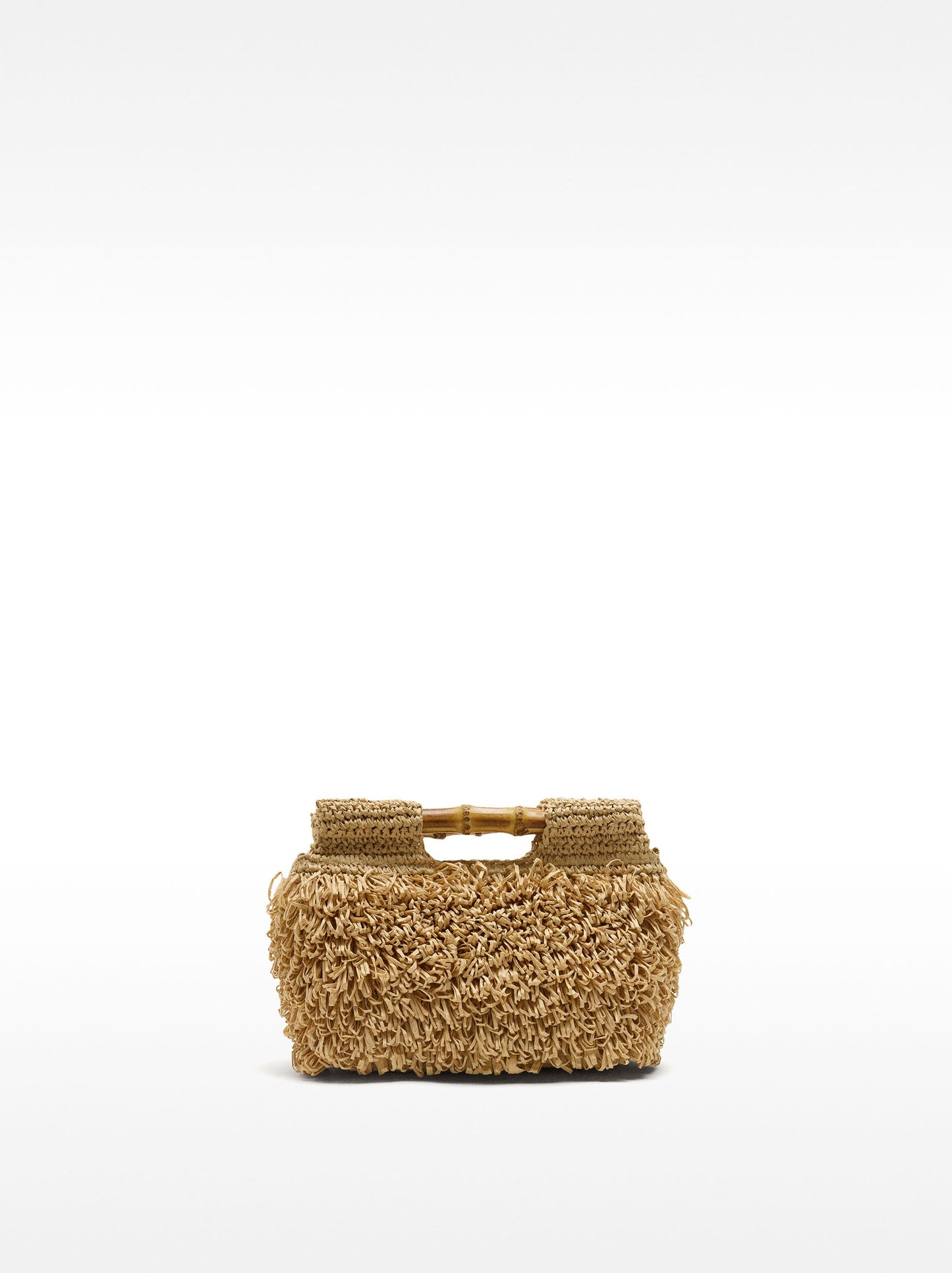 Straw-Effect Handbag With Bamboo
