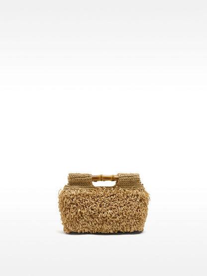 Straw-Effect Handbag With Bamboo