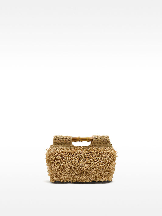 Straw-Effect Handbag With Bamboo
