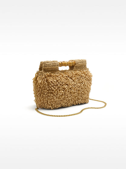 Straw-Effect Handbag With Bamboo