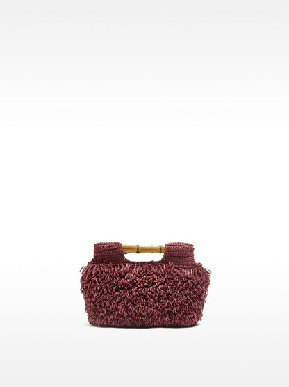 Straw-Effect Handbag With Bamboo