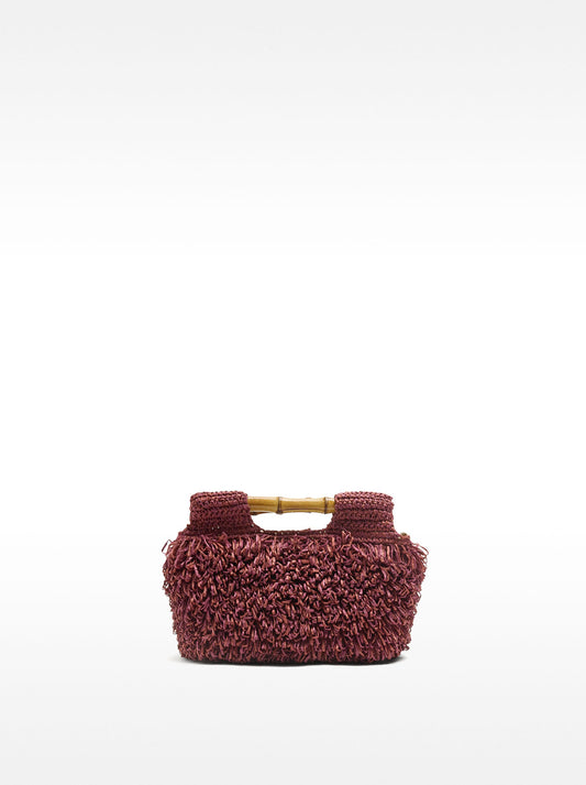 Straw-Effect Handbag With Bamboo